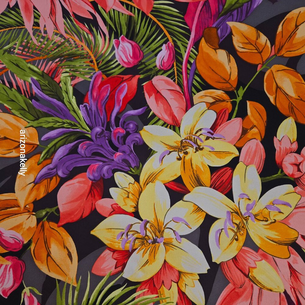 Salvatore Ferragamo Silk Scarf Hand-Rolled Hems Butterfly in Flower Garden - Picture 6 of 12